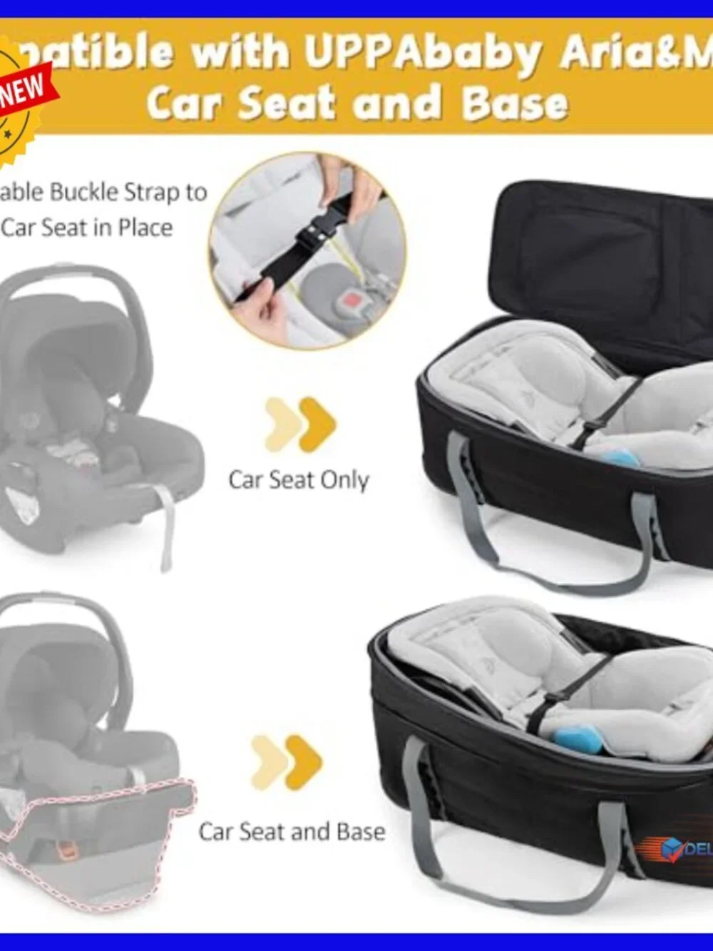 Infant Car Seat Travel Bag with Wheels, Padded Carrier for Airport Gate Check